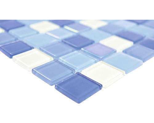Glasmosaik Quadrat Crystal Mix blau light blue fluoreszierend