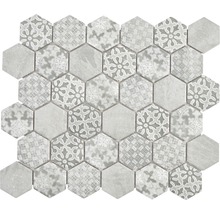 Keramikmosaik HX Curio G Hexagon curio 32,5x28,1 cm grau