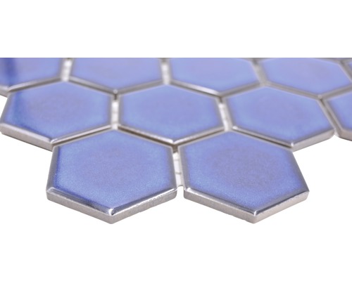 Keramikmosaik HX560 Hexagon Uni kobaltblau glänzend
