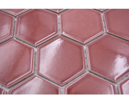 Keramikmosaik HX540 Hexagon Uni bordeauxrot glänzend