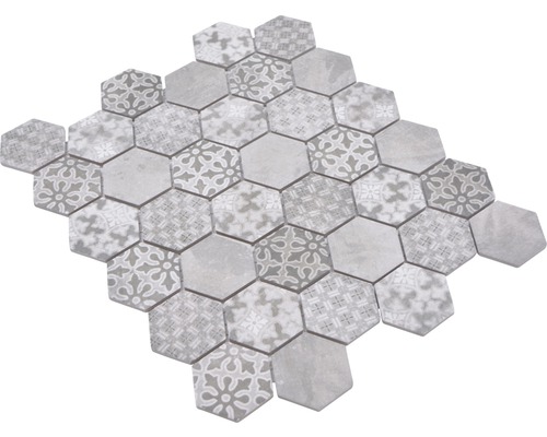 Keramikmosaik HX Curio G Hexagon curio 32,5x28,1 cm grau