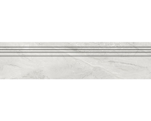 Feinsteinzeug Treppenstufe Sicilia Cenere poliert grau 29,5 cm x 120 cm