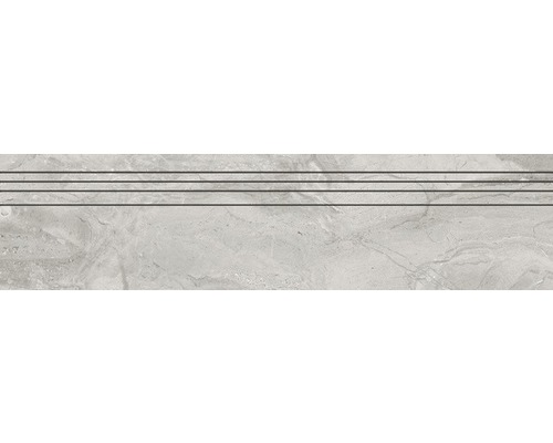 Feinsteinzeug Treppenstufe Sicilia Grigio poliert grau 29,5 cm x 120 cm