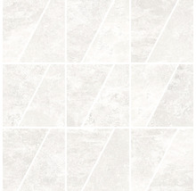 Feinsteinzeug-Mosaik Schiefer Trapezi weiß 30x30 cm